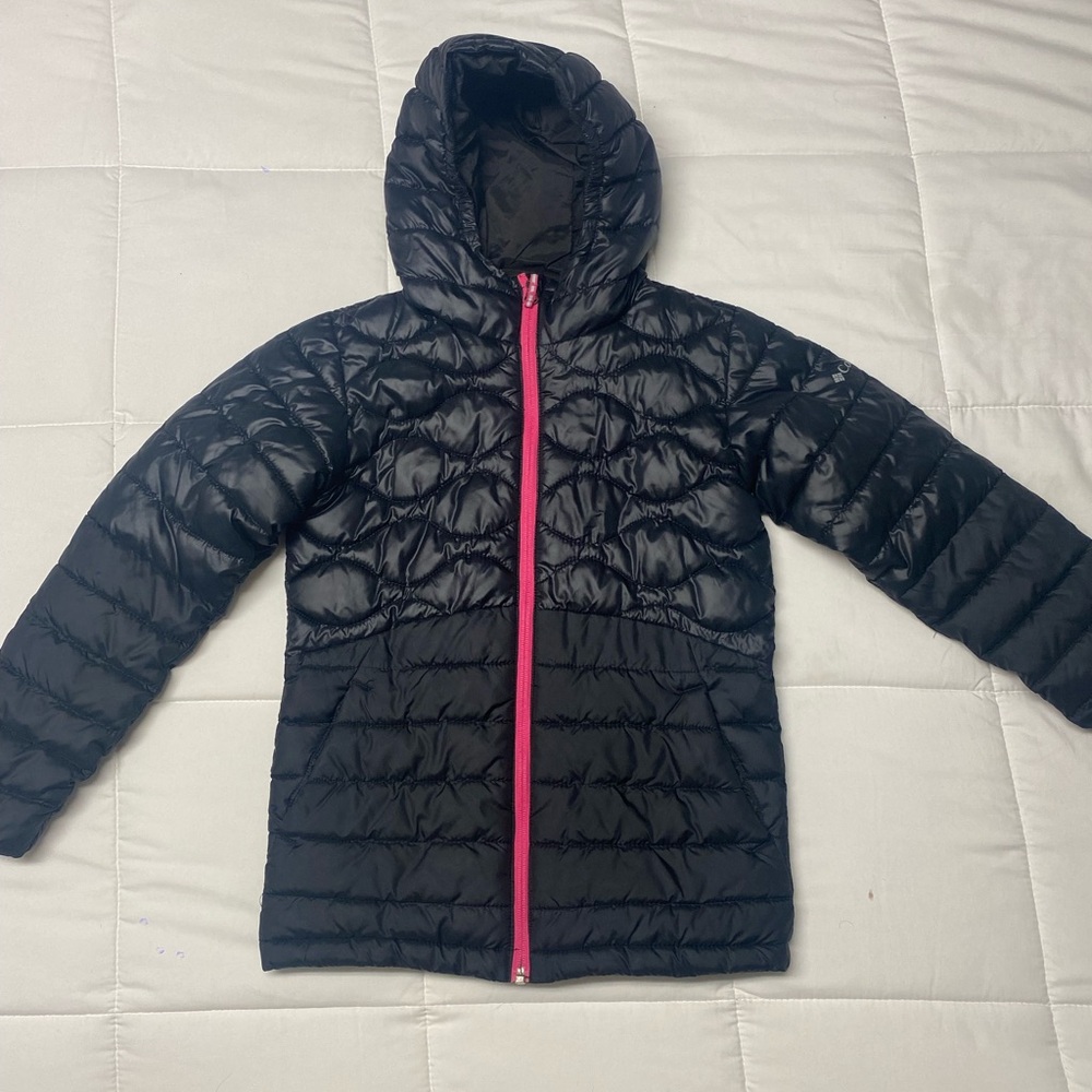 Columbia Kids Black Puffer with Pink Accent